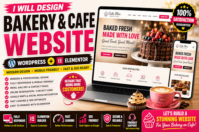 design a professional restaurant or cafe website with wordpress and elementor