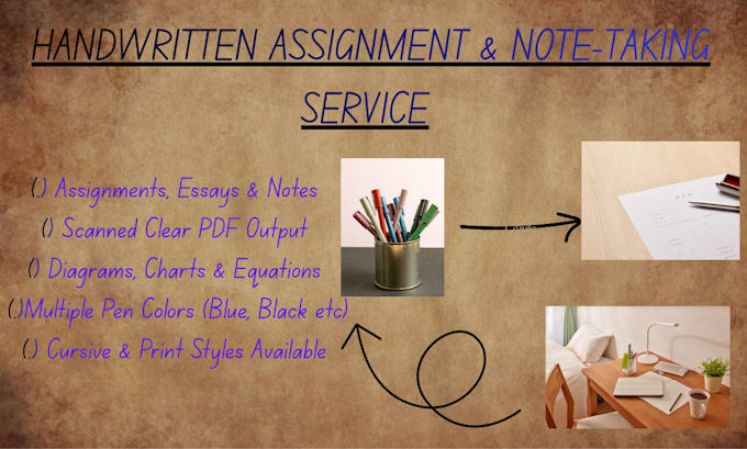 our text into neat handwritten assignments with high res PDF scan