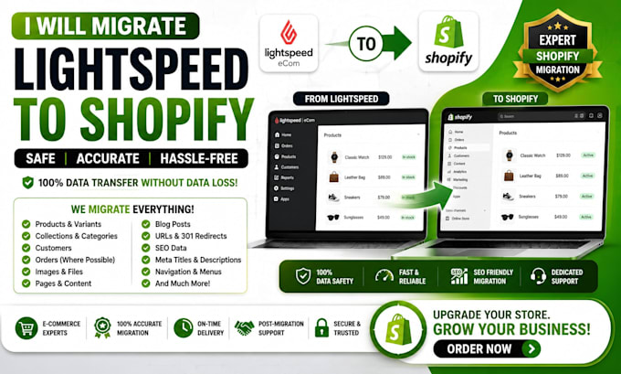 migrate lightspeed ecom website or store to shopify without data loss