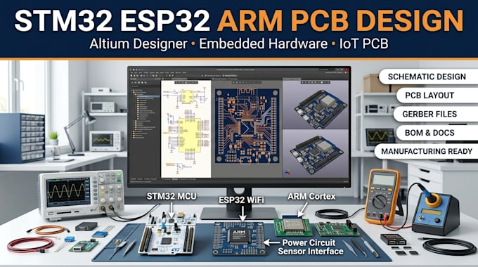 design stm32 esp32 and arm microcontroller pcb in altium