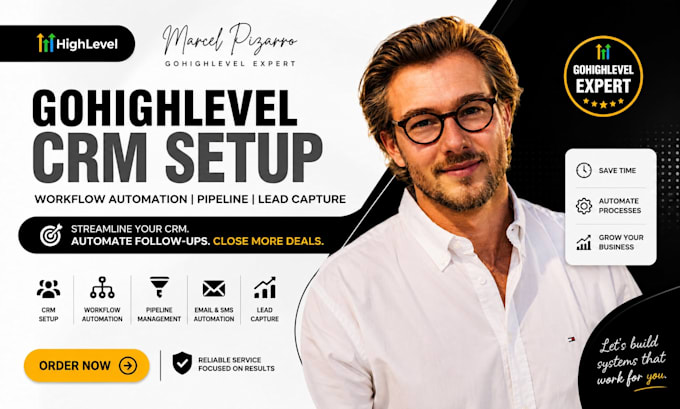 setup gohighlevel CRM, workflow automation, pipeline and lead capture