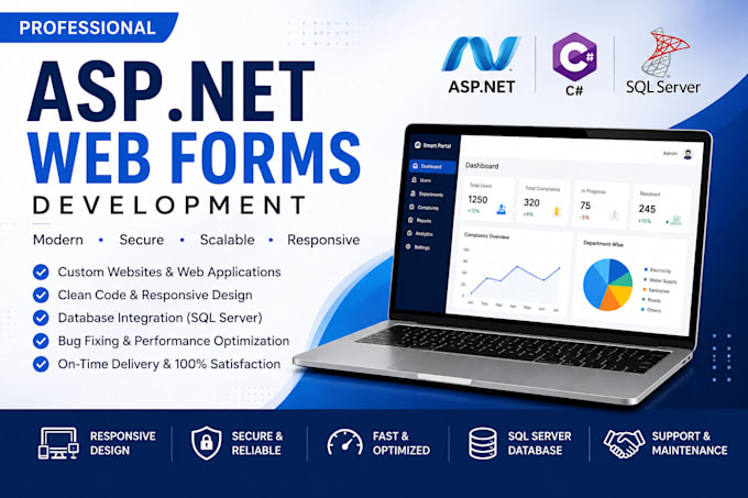 develop asp net website using c sharp and sql server