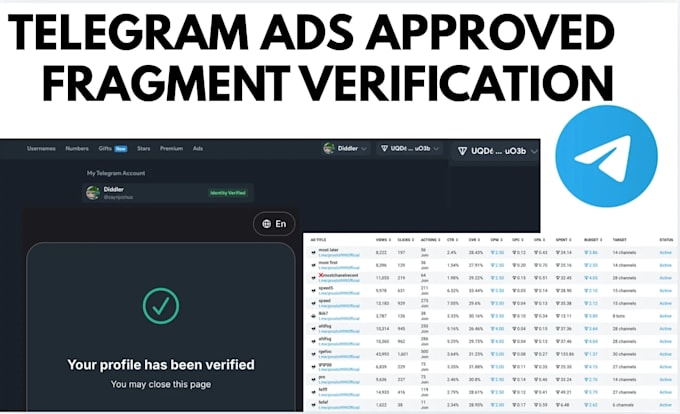 fix telegram ad, verify fragment, ads destination, for forex, gaming bot channel