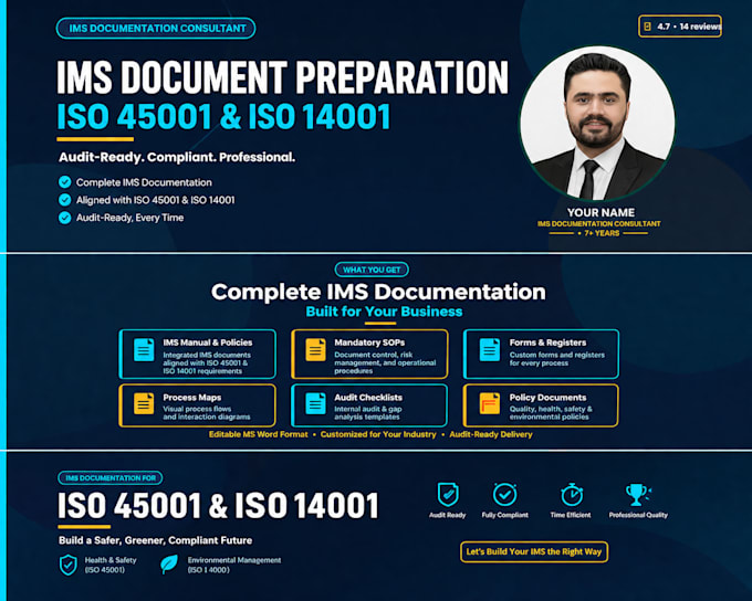 provide iso 14001, and 45001 certification, audit, and documentation