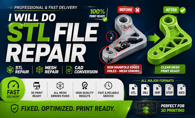 repair stl files, fix mesh errors, and optimize 3d models for printing