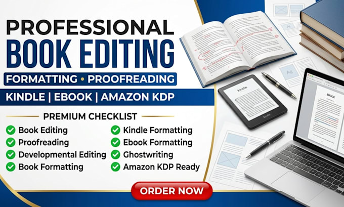 book ghostwriting, proofreading, ebook editing, formatting,