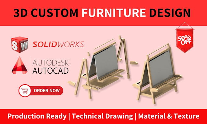 custom wooden furniture and cnc ready cad in solidworks