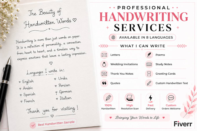 write beautiful custom handwritten notes, letters, quotes and more