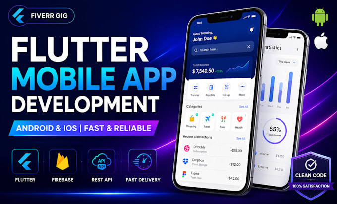 develop flutter mobile app for android ios with firebase