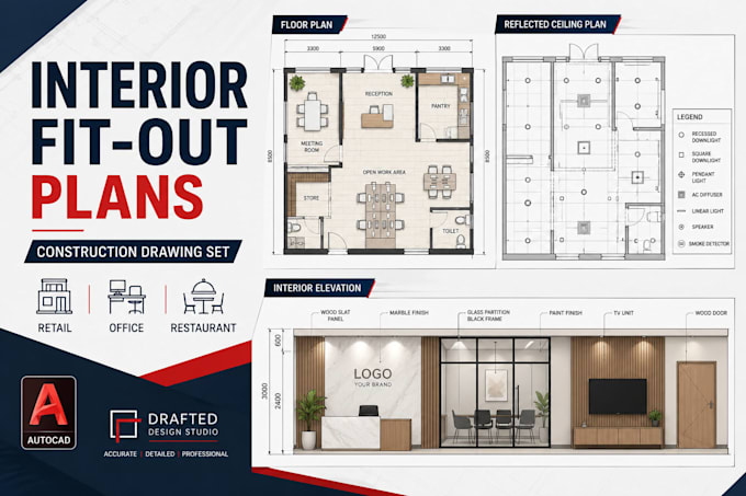 create professional interior fit out plans and construction drawings