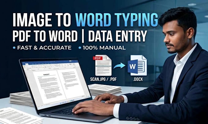 do image to word typing, PDF to word, and manual data entry