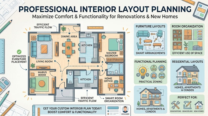 create interior layout plan furniture placement residential room design