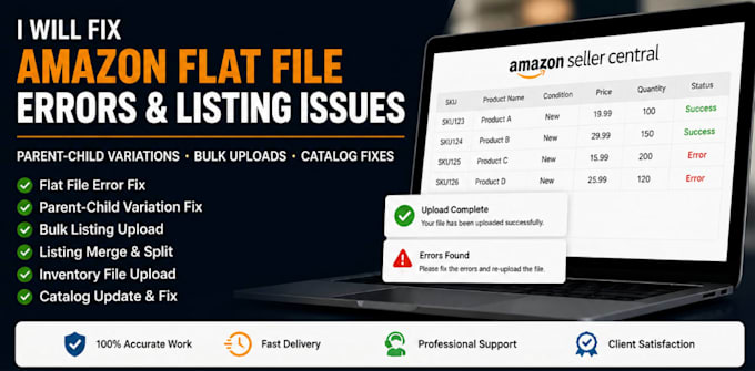 fix amazon flat file and variation listings