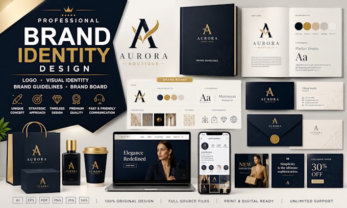 design timeless brand identity,visual identity, brand guidelines and brand board
