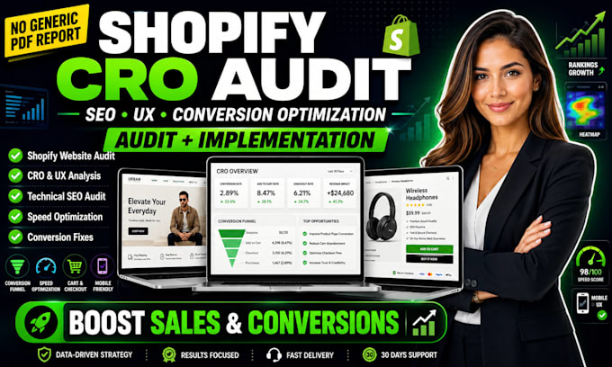 do shopify website audit, cro audit, UX audit and conversion rate optimization
