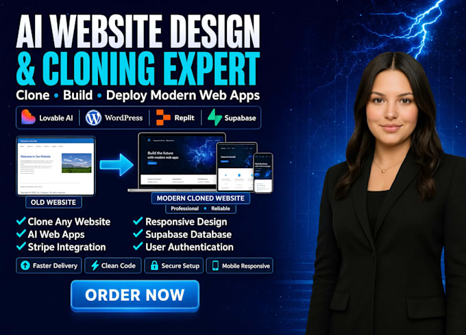 clone website with lovable ai, wordpress, supabase, replit and integrate stripe