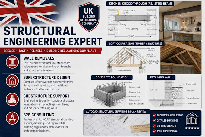 do UK structural engineering calculations and autocad drawings