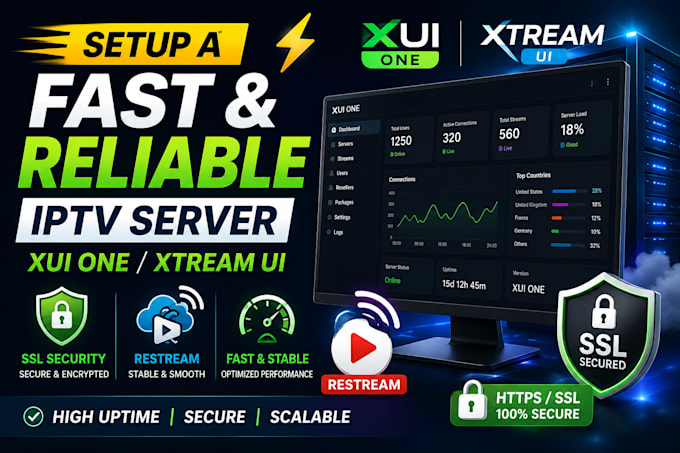 setup a fast and reliable using xui one, xtream ui, ssl security, and restream