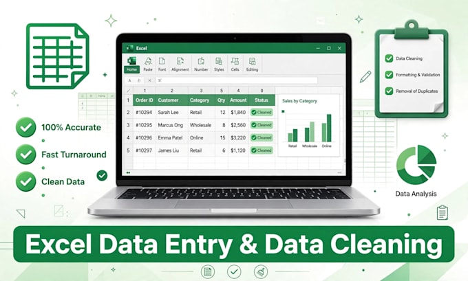 do excel data entry,data cleaning , PDF to excel and spread sheet formatting