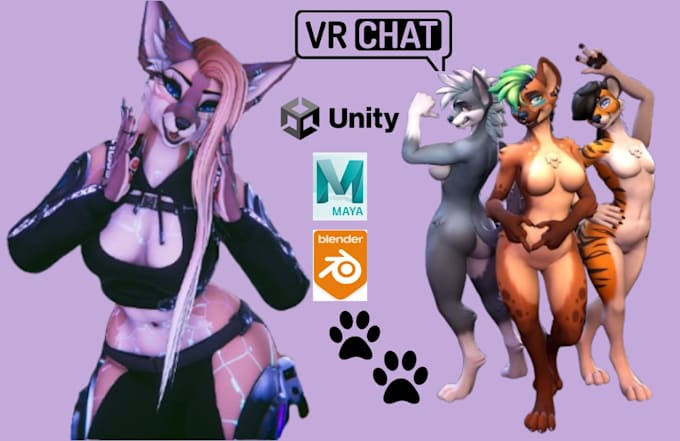 create custom vrchat furry fursona humanoid vtuber vrm avatar avatar retexturing