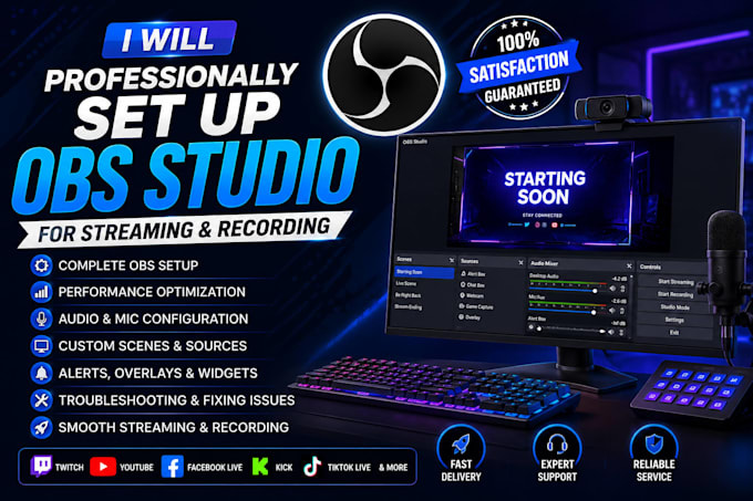 set up obs studio for streaming and recording