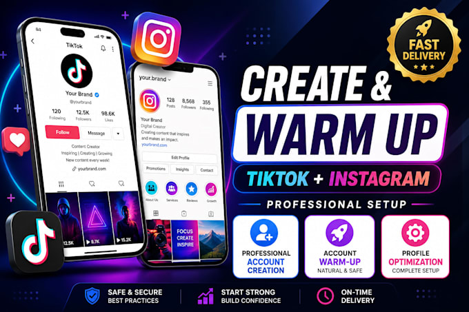 create and professionally warmup your tiktok and instagram account