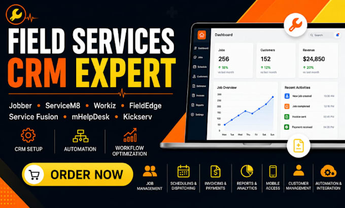 setup jobber servicem8 workiz fieldedge service fusion mhelpdesk kickserv crm