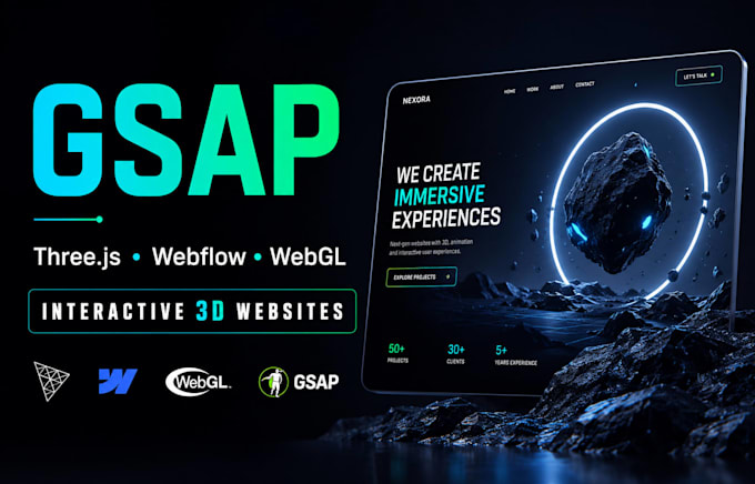 build gsap threejs webflow 3d interactive webgl animated website nextjs