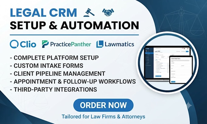 setup legal crm clio practicepanther docket filevine lawmatics intake custom