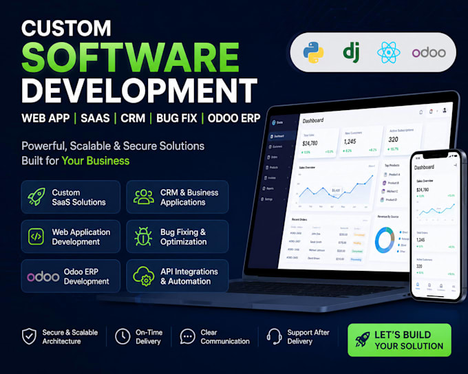 develop custom software development, web app, saas developer, bug fix, odoo erp