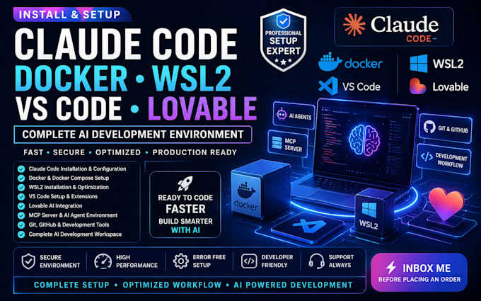 install setup claude code docker wsl2 vs code lovable ai development environment