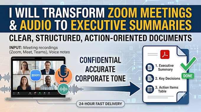 convert your zoom meetings  into clear executive summaries