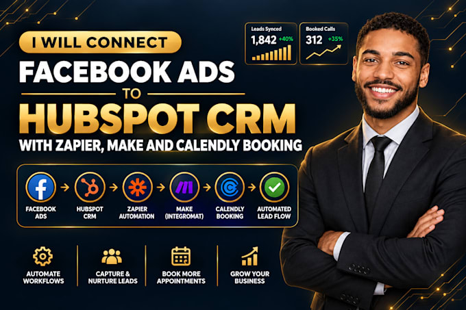 connect facebook ads to hubspot crm with zapier make and calendly booking