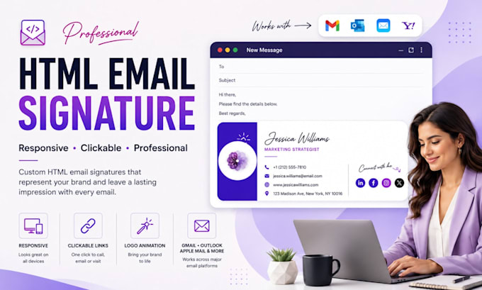 design a modern responsive HTML email signature