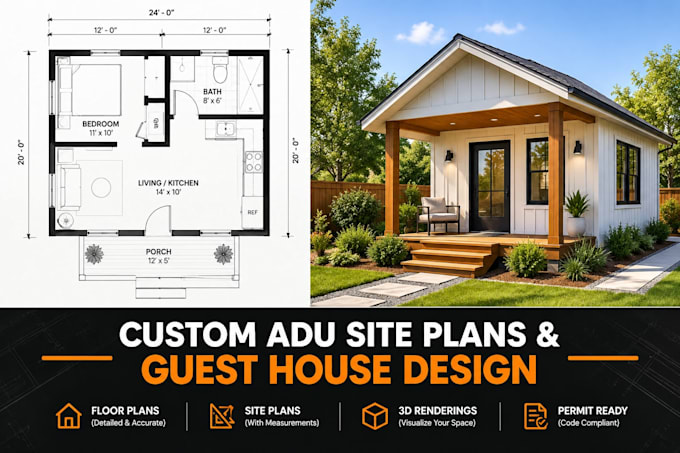 design custom adu site plans and backyard guest house plans