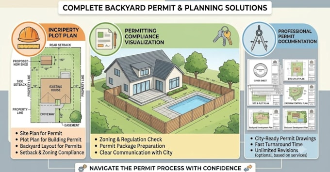design site plan for permit plot plan building permit backyard layout drafting