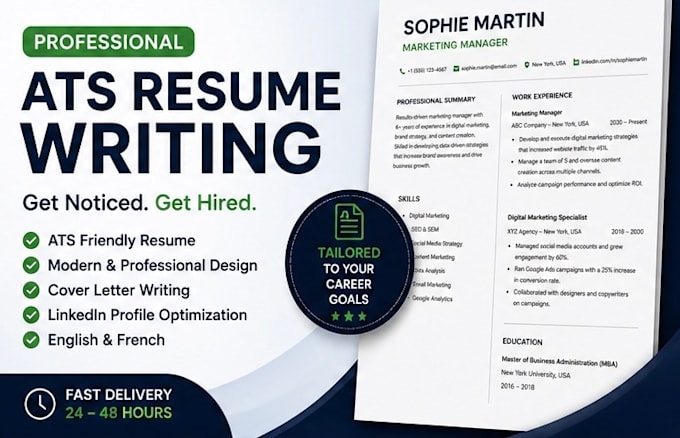 write a professional ats friendly resume and CV