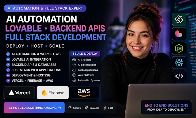 ai automation lovable backend apis full stack deploy hosting vercel firebase aws