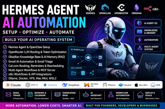 hermes agent obsidian openclaw n8n claude trading bot jarvis ai os multi agent