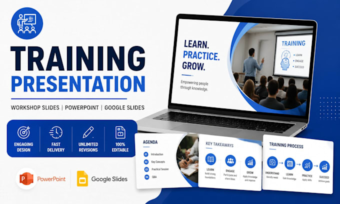 design training presentation, workshop slides, powerpoint google slides deck