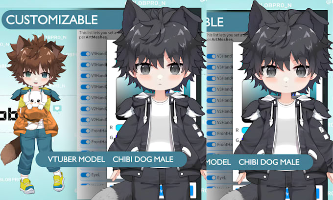design custom 2d chibi vtuber model with facrig and expressions vtuber rigging