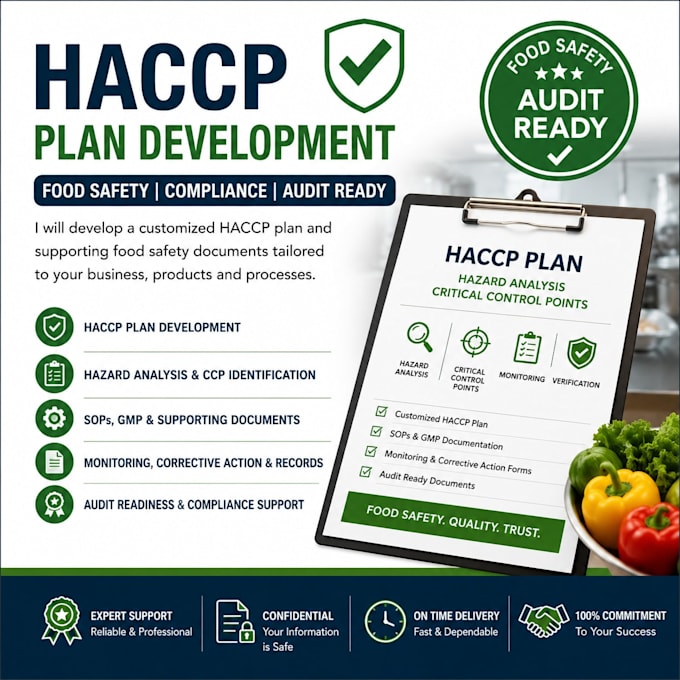 develop haccp plans food safety documentation sop gmp and audit support