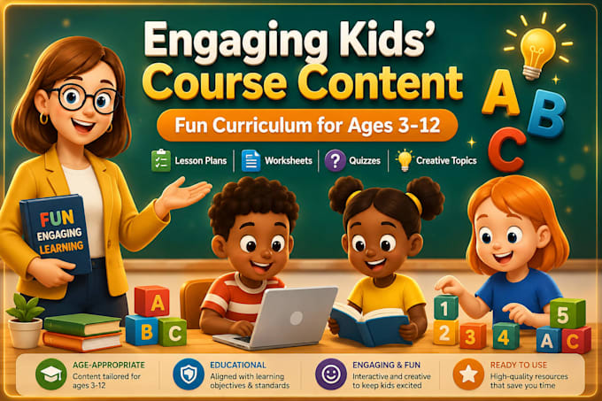 create engaging online preschool course, homeschool lesson plan, kids elearning