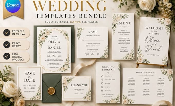 do editable canva wedding invitations, babyshower, birthday
