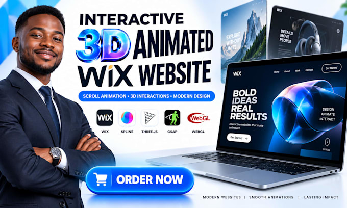 interactive 3d animated wix website 3d wix landing page scroll animation spline
