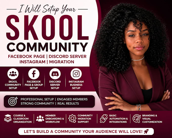 setup facebook page skool community setup skool setup instagram migrate discord