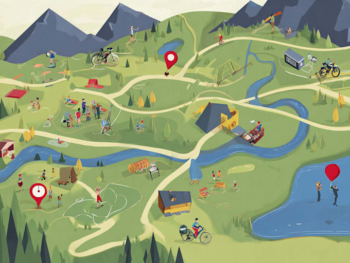 make fantasy map illustration for, novels and games