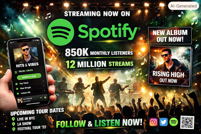 increase spotify playlist, monthly listeners, spotify stream, album