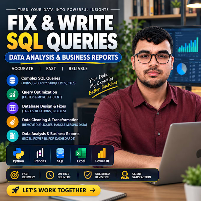 write complex sql queries and fix database issues