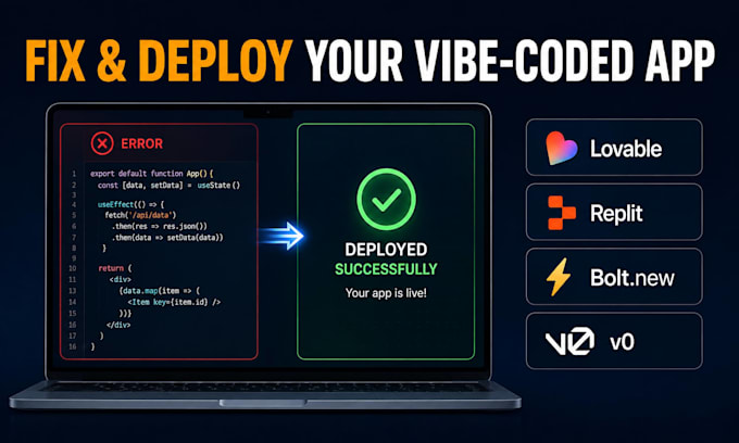 fix and deploy your vibe coded mvp, saas or web app